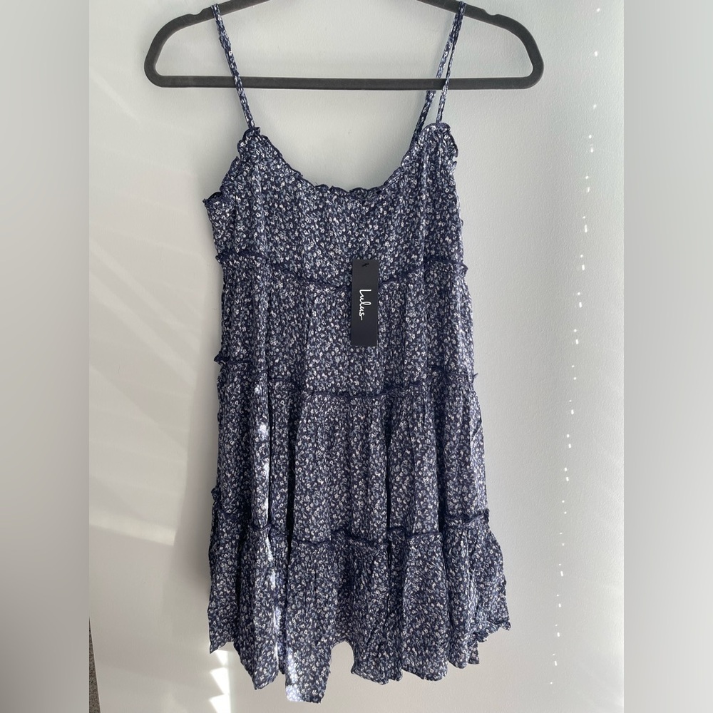 Lulu's Midnight Blue Floral Dress